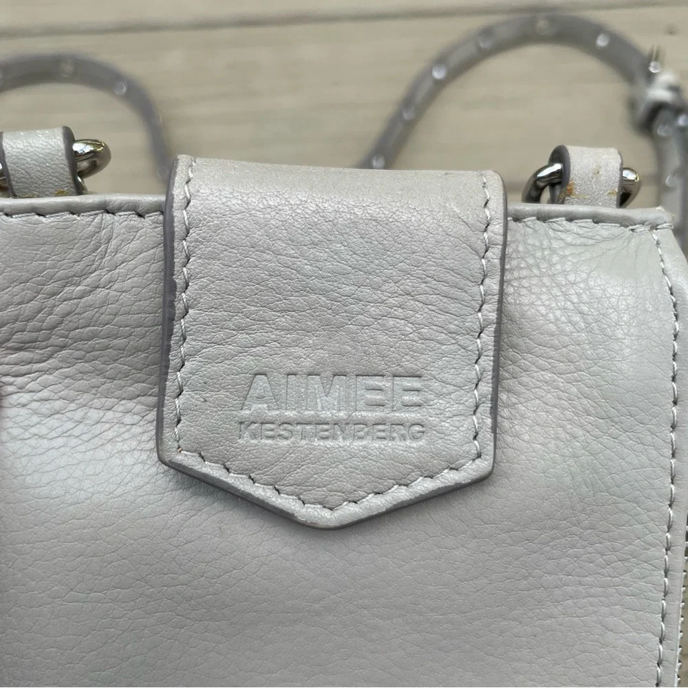 Aimee Kestenberg Out of Office Phone Crossbody Bag in light gray leather